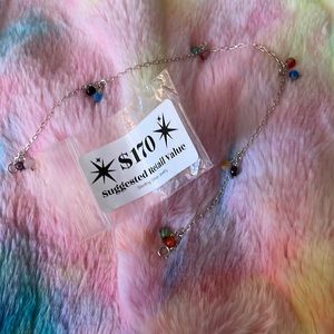 Beautiful Solid .925 SS Multi Color Opal Ankle Bracelet